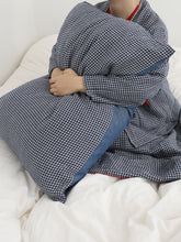 耳鳴! Big pillow  - ( 千鳥格子 Old Selvedge linen )
