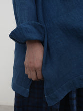 本藍染！Trapezoid Midlle Shirt -  （ セルヴィッチリネンローン  ）