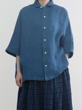 本藍染！ Boy Friend Pajama Shirt  -  （ セルヴィッチリネンローン  ）