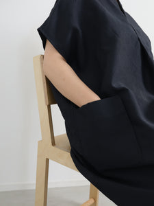 Square  Slit Tunic   - （　もっと偽リネン　）