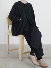 Breathing! 泥棒 Button Rivets Crew Neck Wide Cardigan　 - （  FABRITEC / ウォッシャブルシルク鹿の子  ）