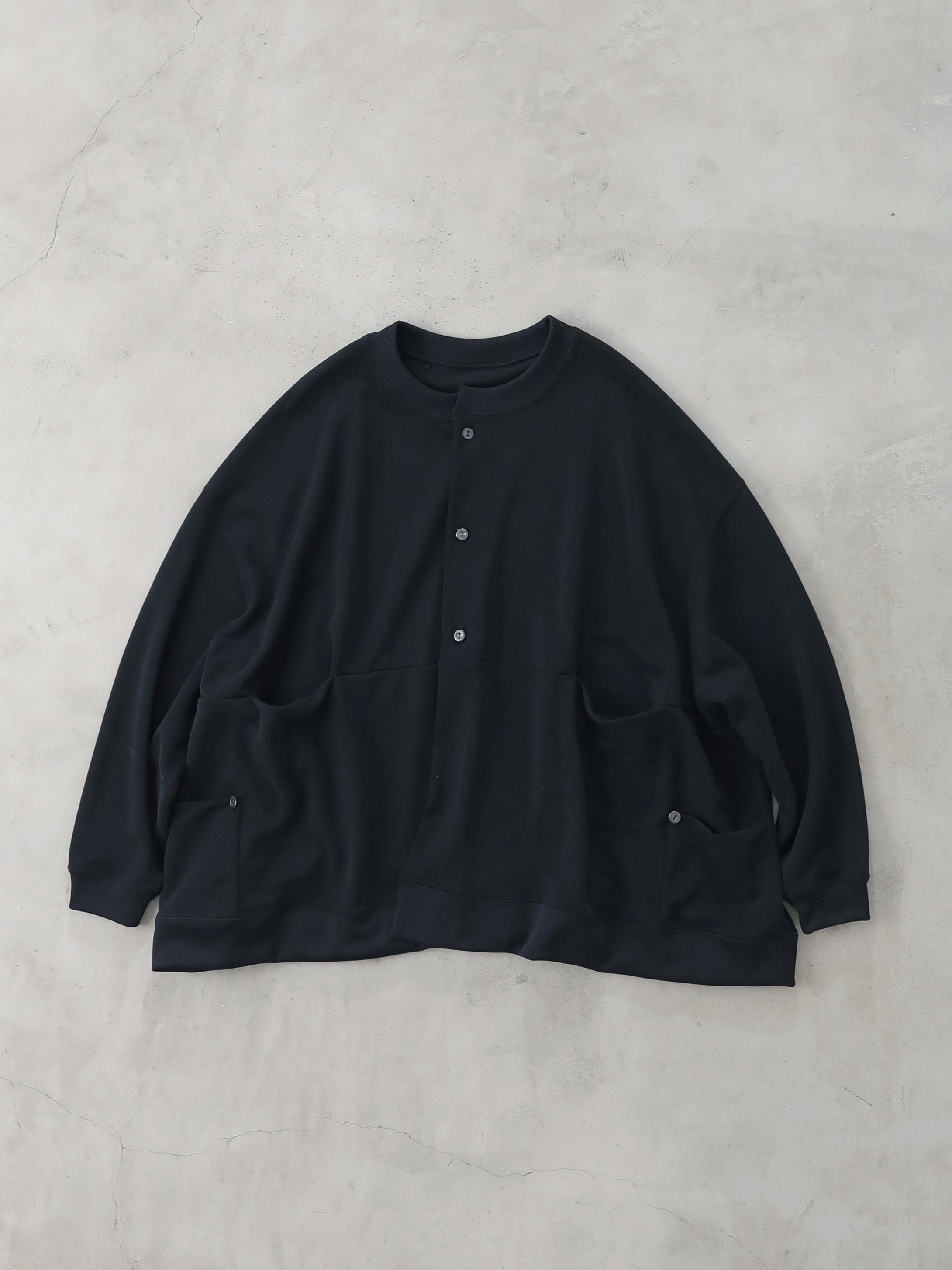 Breathing! 泥棒 Button Rivets Crew Neck Wide Cardigan　 - （  FABRITEC / ウォッシャブルシルク鹿の子  ）
