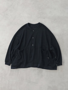 Breathing! 泥棒 Button Rivets Crew Neck Wide Cardigan　 - （  FABRITEC / ウォッシャブルシルク鹿の子  ）