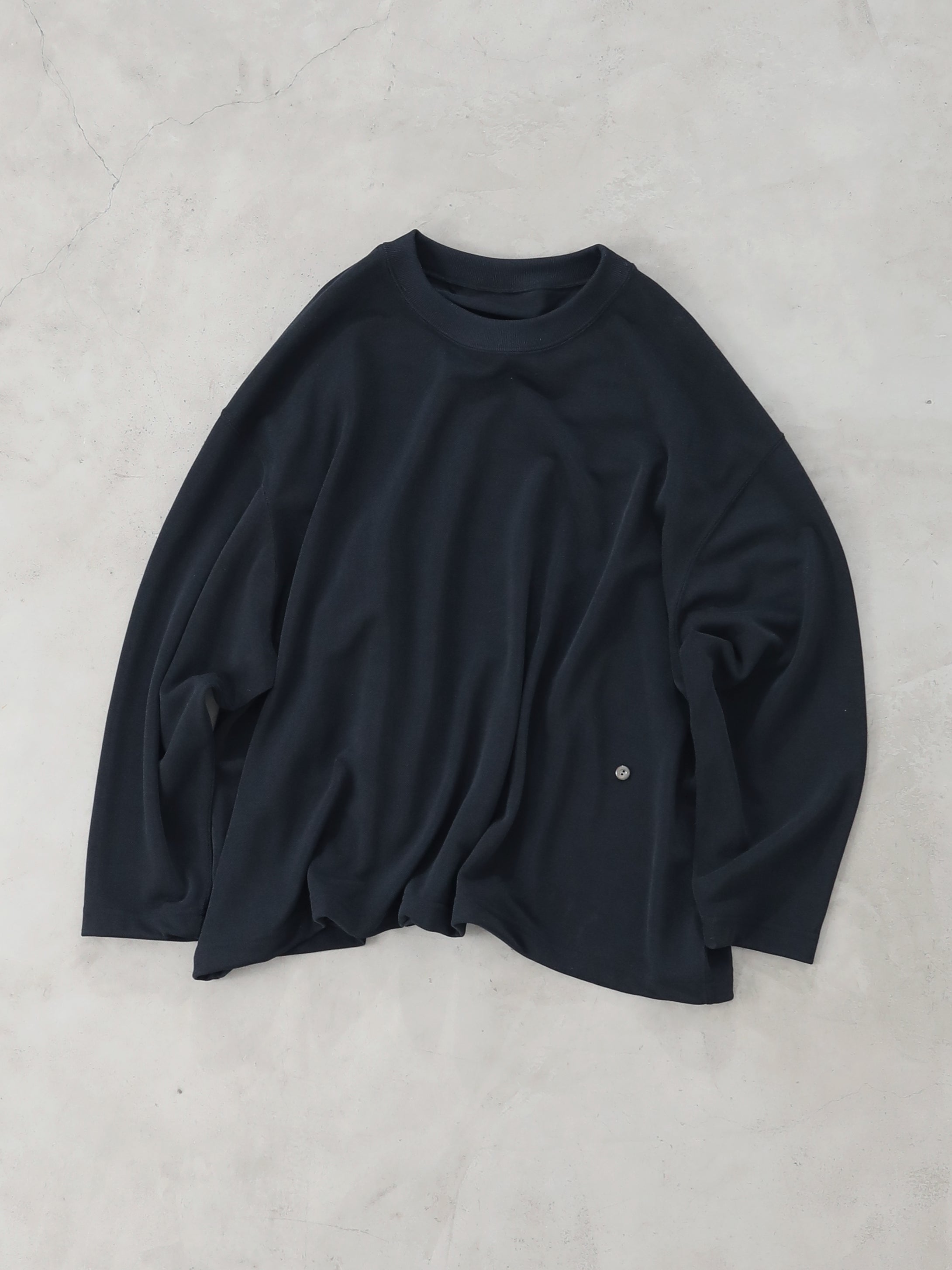 Breathing! Button Rivets Crew Neck - （  FABRITEC / ウォッシャブルシルク鹿の子  ）
