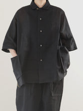 ティッシュペーパー・Flat  Boy Friend Pajama Shirt -（  強撚コットンラミーローン )